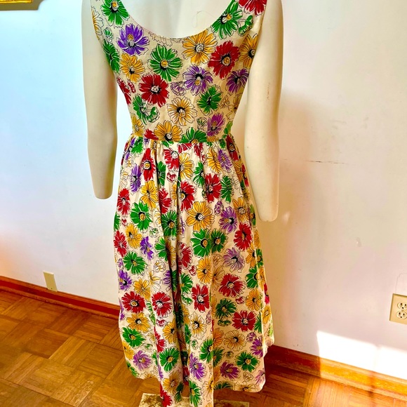 VINTAGE 1950S SAKS FIFTH AVENUE COTTON DRESS-GORGEOUS-S - Picture 3 of 6